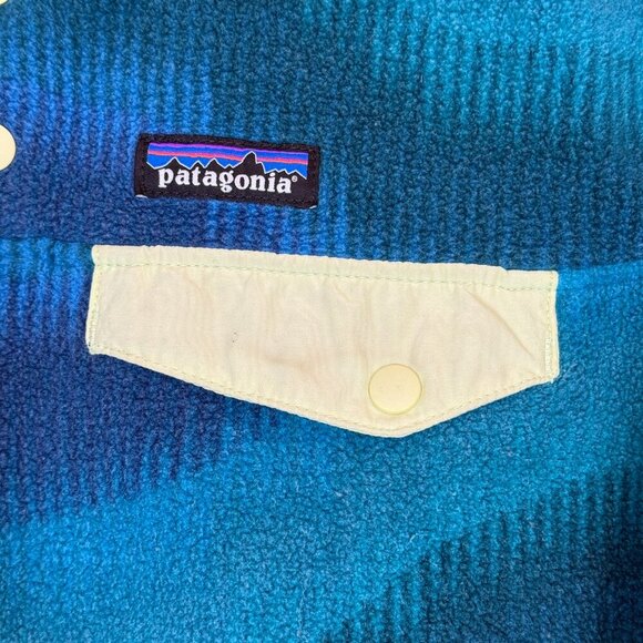 Patagonia Synchilla Snap-T Fleece Pullover Retro Wave Print Teal Blue Green XS - Picture 6 of 9